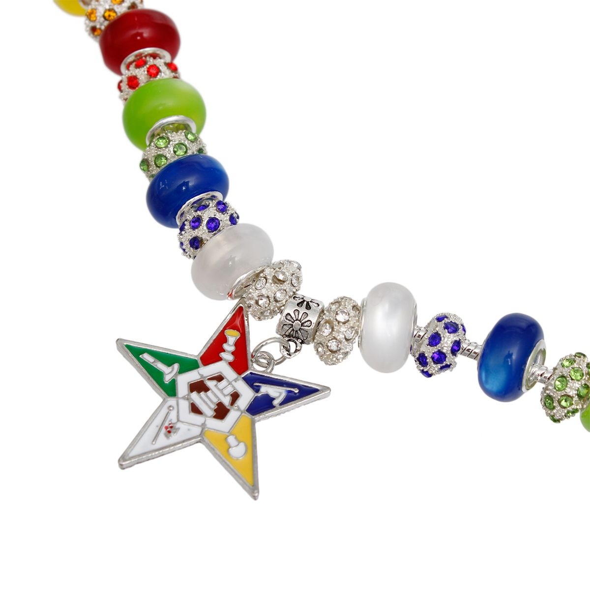 OES Sorority Rondelle Bead Star Charm Bracelet