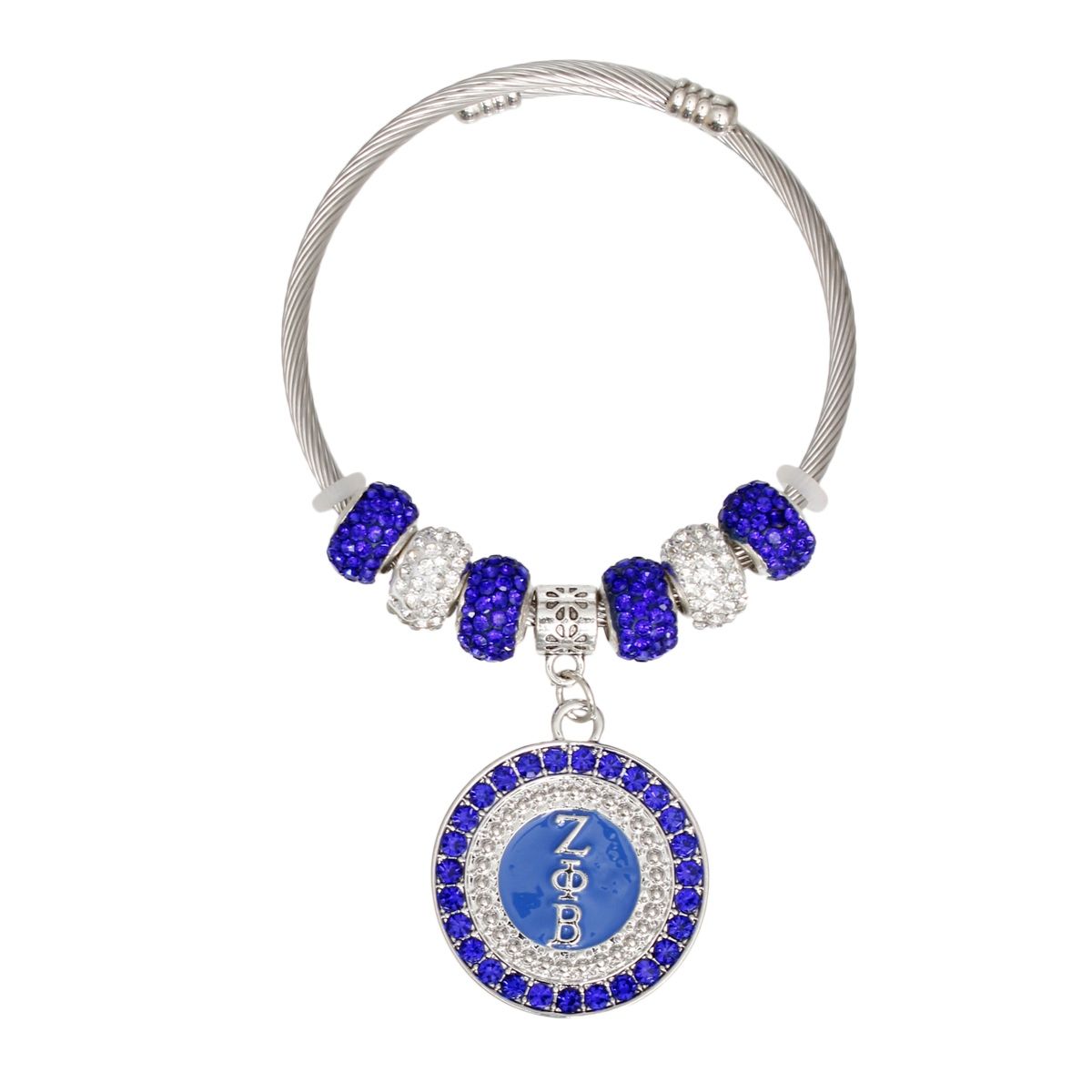 ZPB Greek Merch Bead and Charm Cable Bracelet