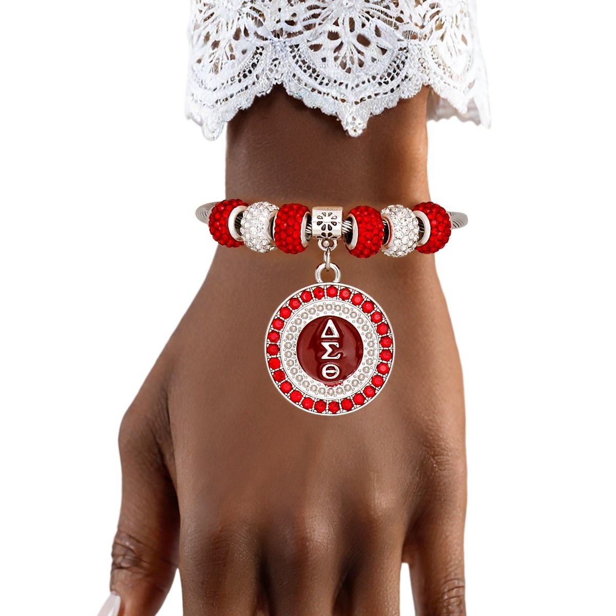 DST Greek Merch Bead and Charm Cable Bracelet