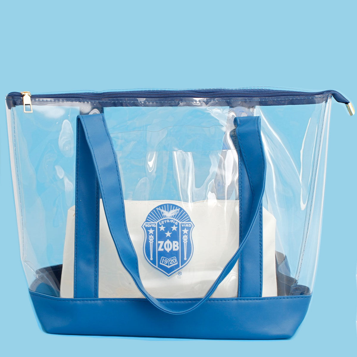 Tote Blue Clear Zeta Sorority Bag for Women