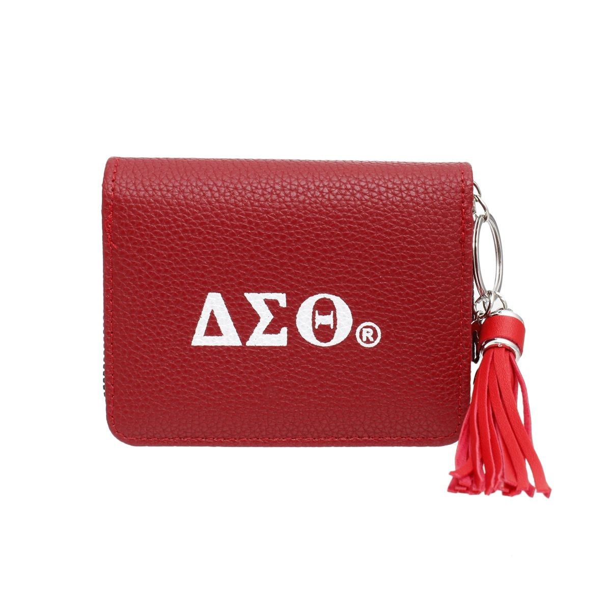 DST Sorority Red Tassel Keychain Zipper Wallet