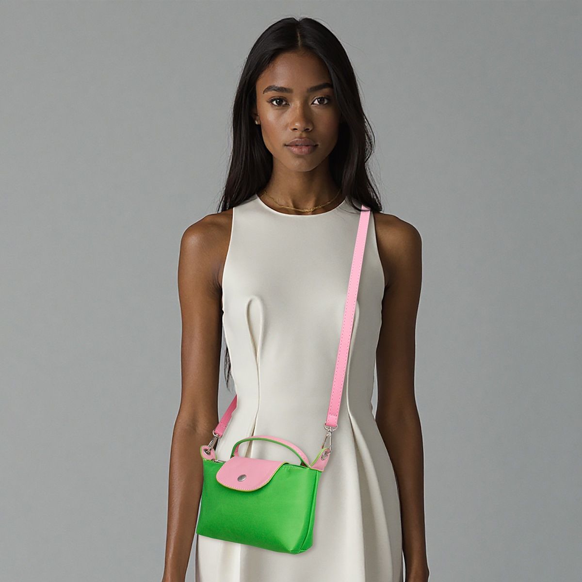 AKA Sorority Green Nylon Mini Pouch Handle Strap