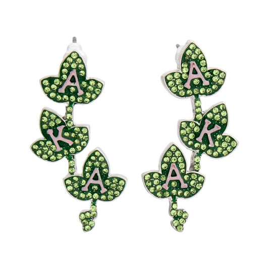 AKA Sorority Green Pink Ivy Studs for Women