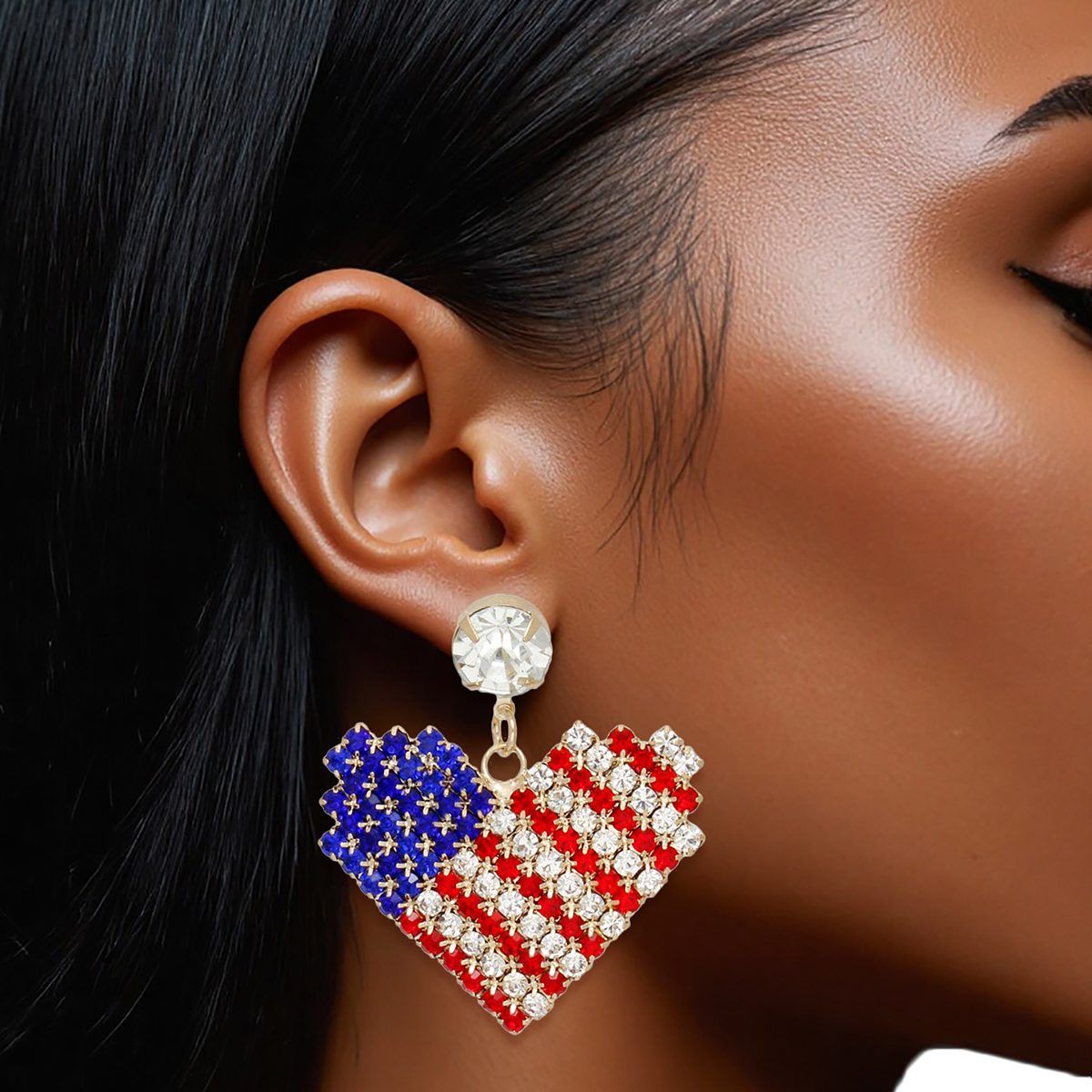 Drop Heart Freedom American Glam Gold Earrings