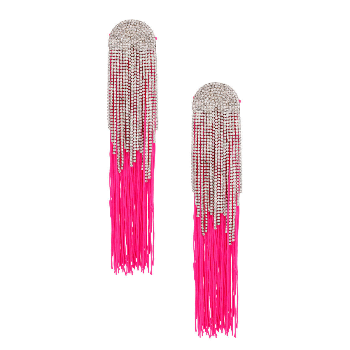 Tassel Fuchsia Long Fringe Glam Earrings for Women