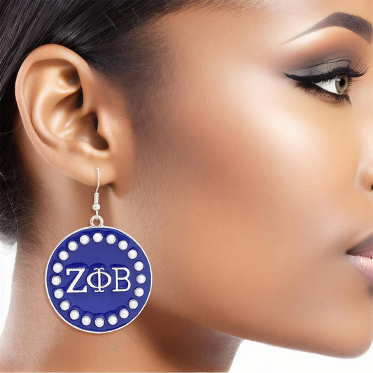 ZPB Sorority Round Blue Fish Hook Earrings