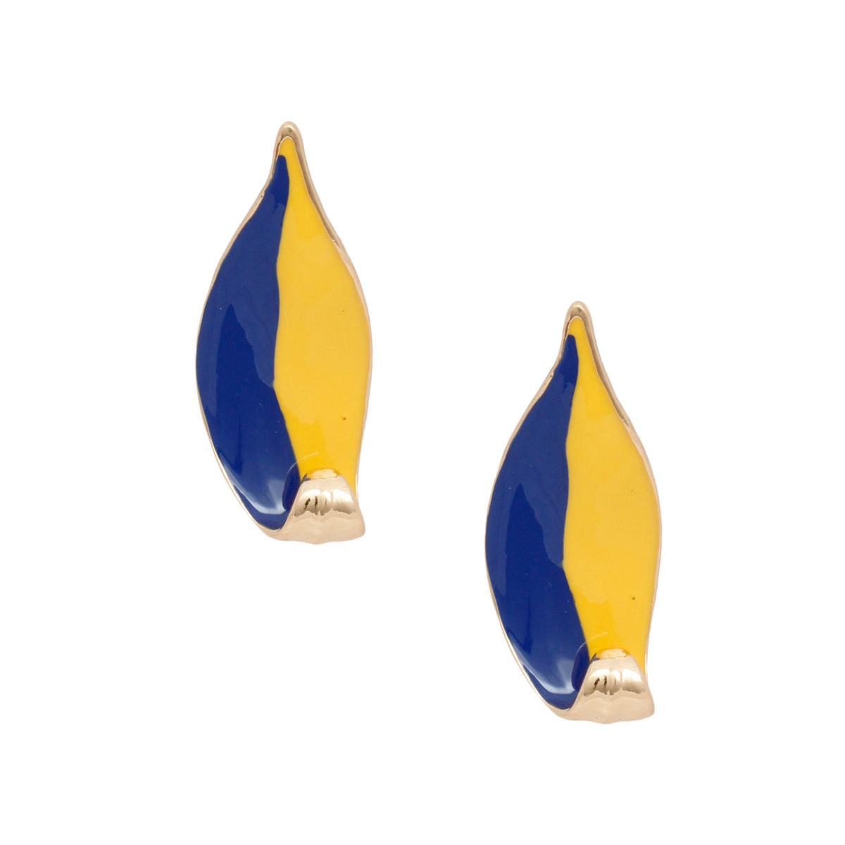 SGRHO Sorority Curved Leaf Blue Gold Painted Studs