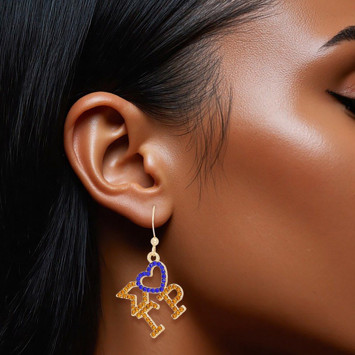SGRHO Greek Heartfelt Pride Bling Fish Hooks