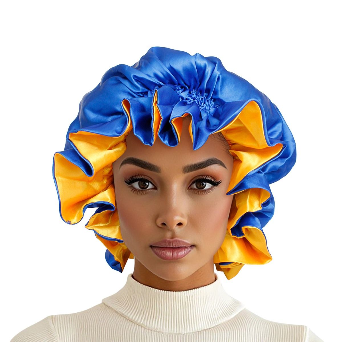 SGRHO Sorority Blue Gold Satin Sleep Bonnet Cap