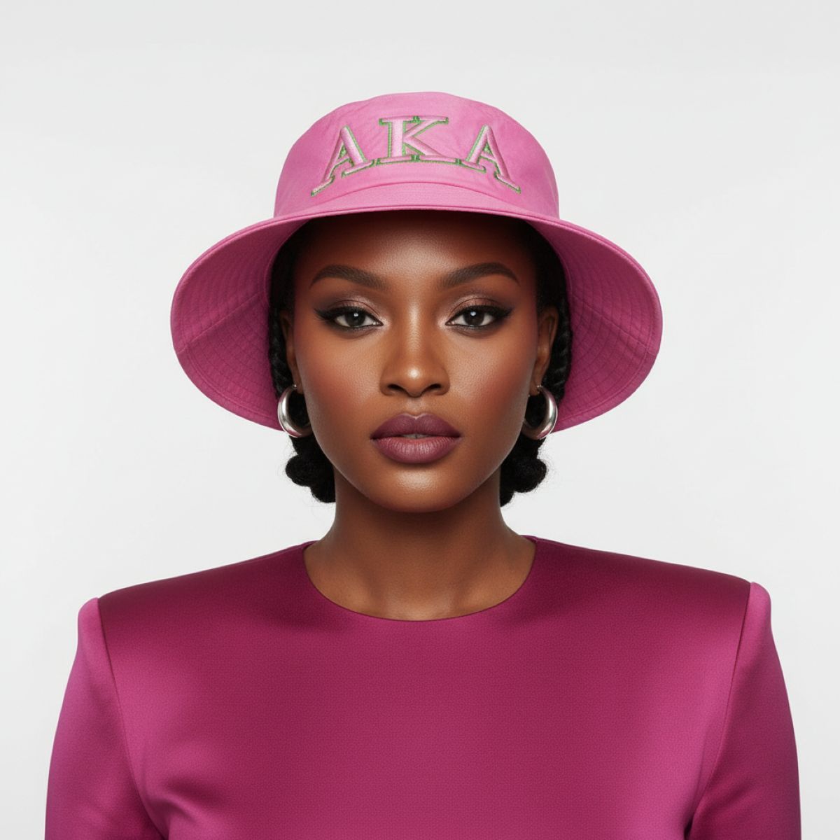 AKA Sorority Pink Mesh Embroidered Bucket Hat