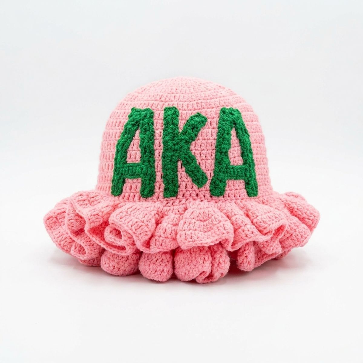 AKA Pink Greek Crochet Ruffle Bucket Hat