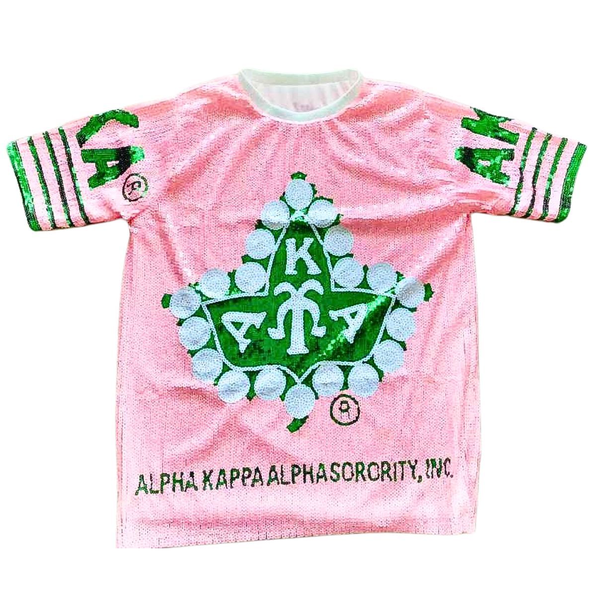 AKA Sorority Pink Ivy Leaf Sequin Jersey Shirt