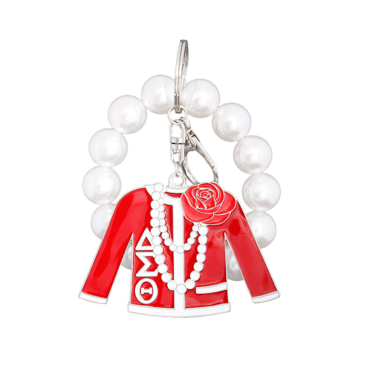 Red and White Delta Sorority Keychain