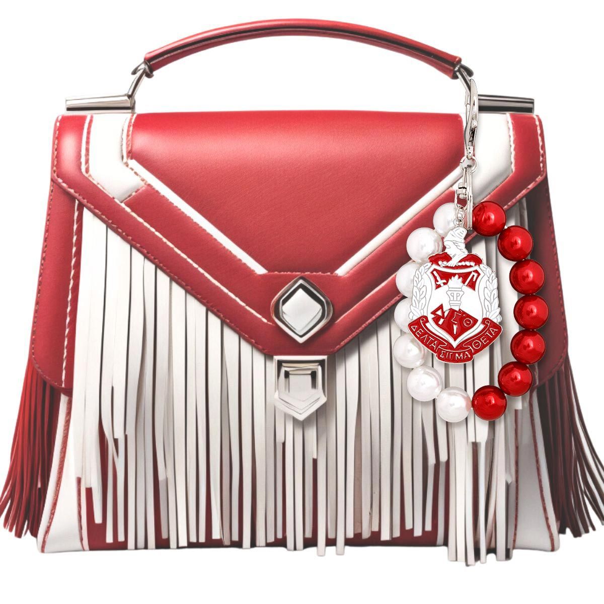 Red White Pearl DST Shield Keychain