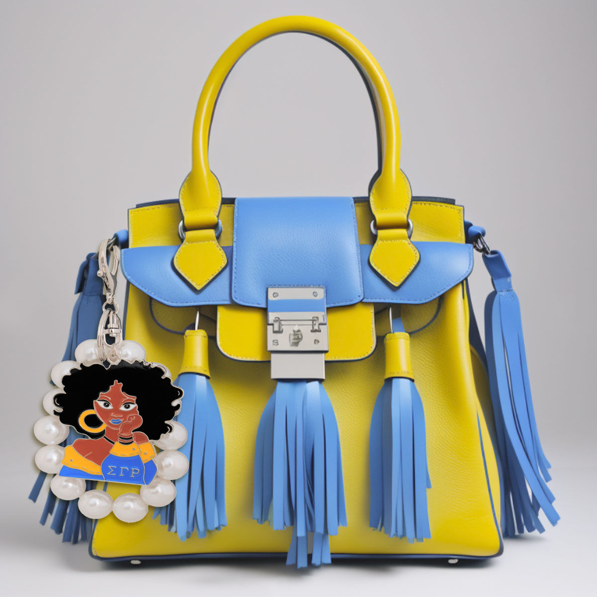 Blue Gold Woman Pearl Keychain SGRHO