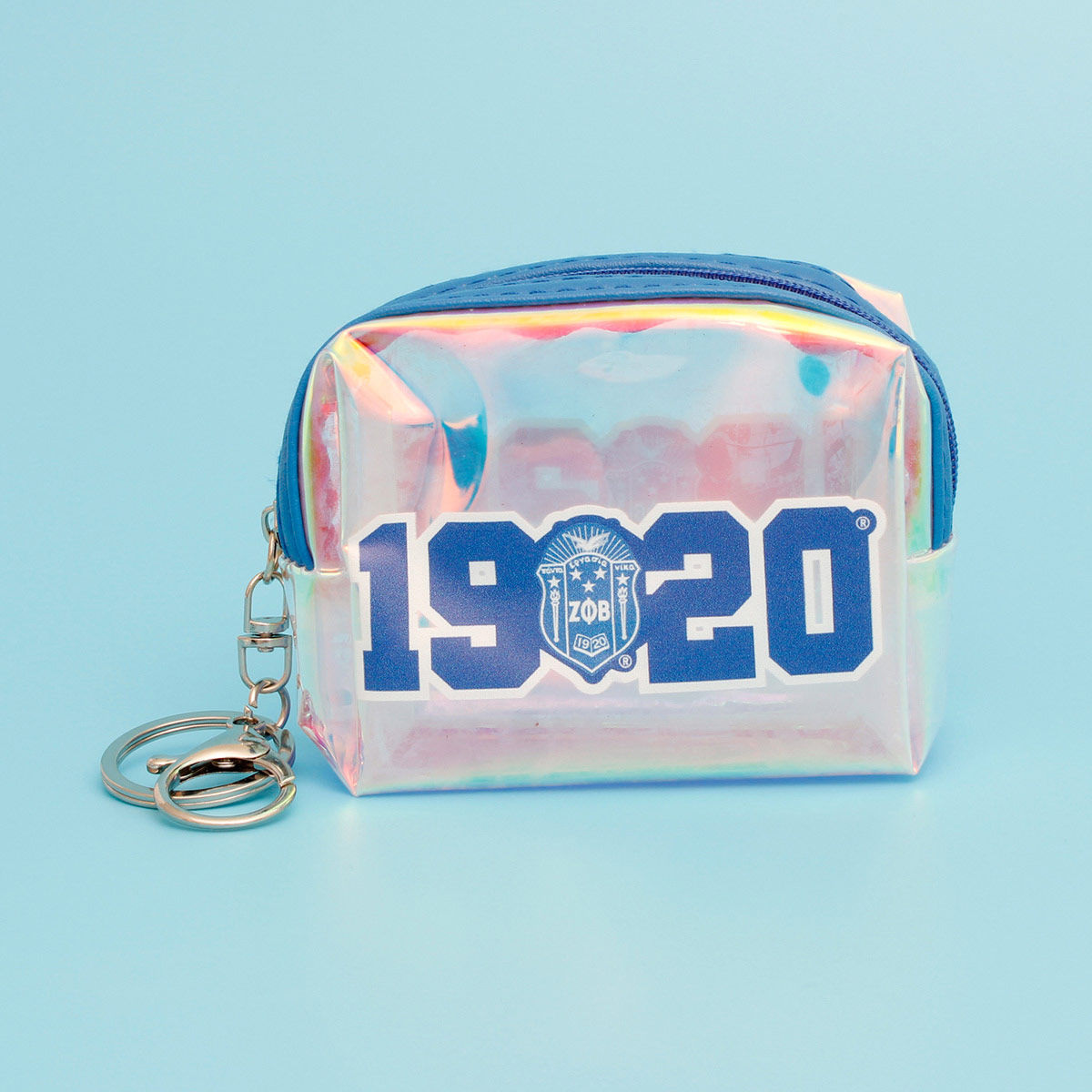 ZPB Sorority Iridescent Zipper Pouch Keychain Clip