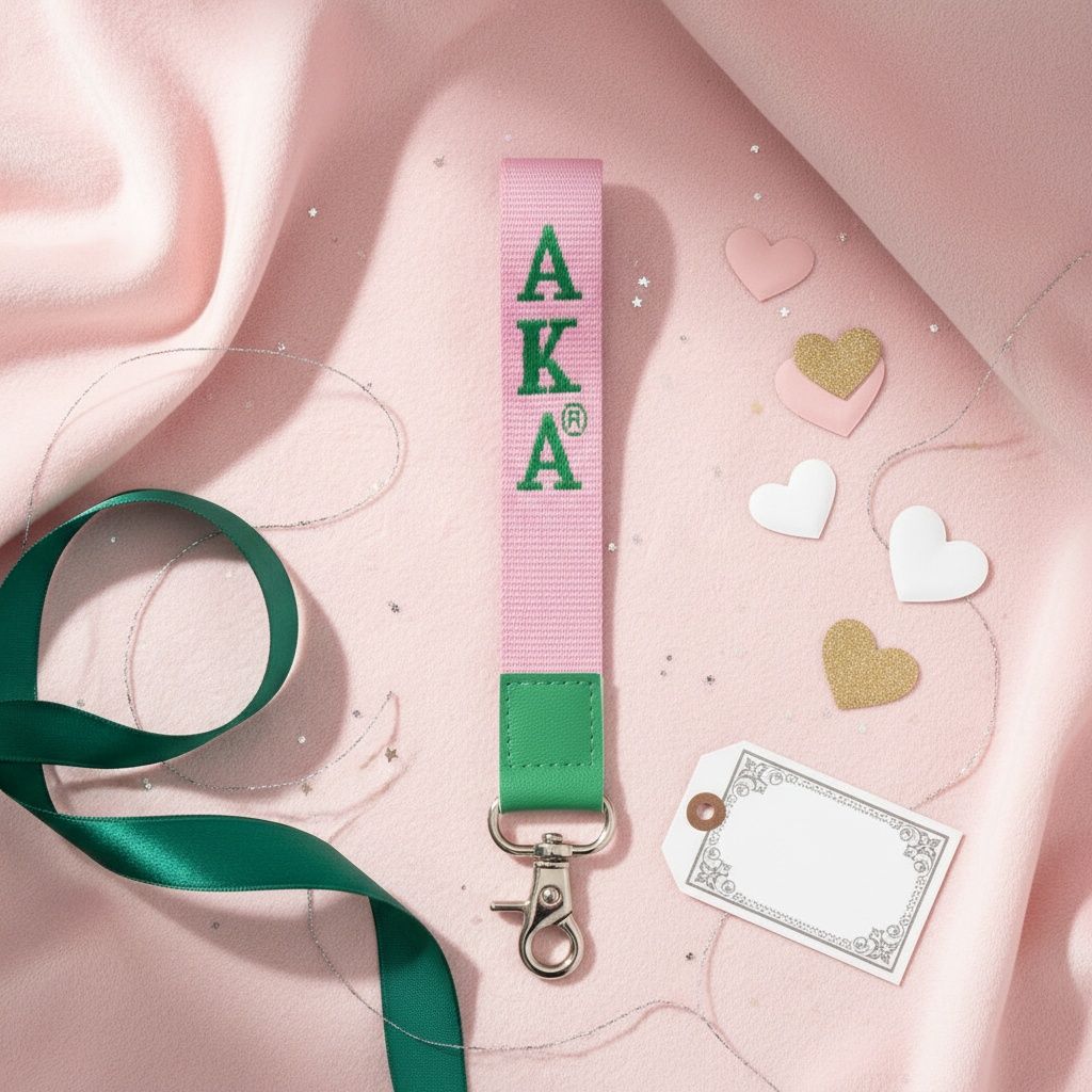 AKA Pink Canvas Embroidered Wristlet Strap Clip