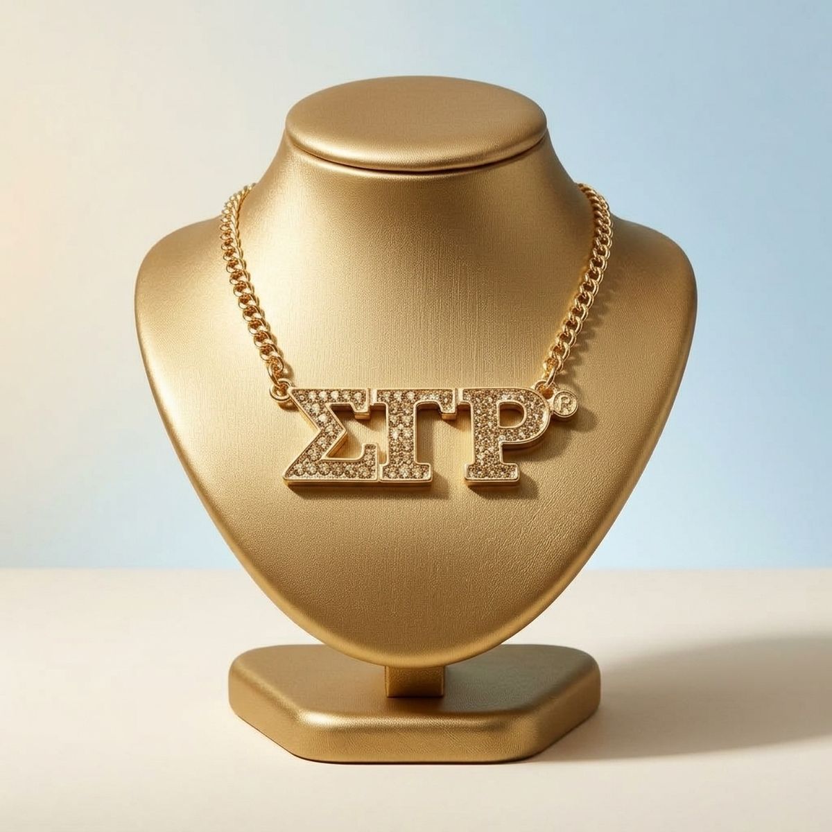 SGRHO Gold Rhinestone Greek Letter Necklace