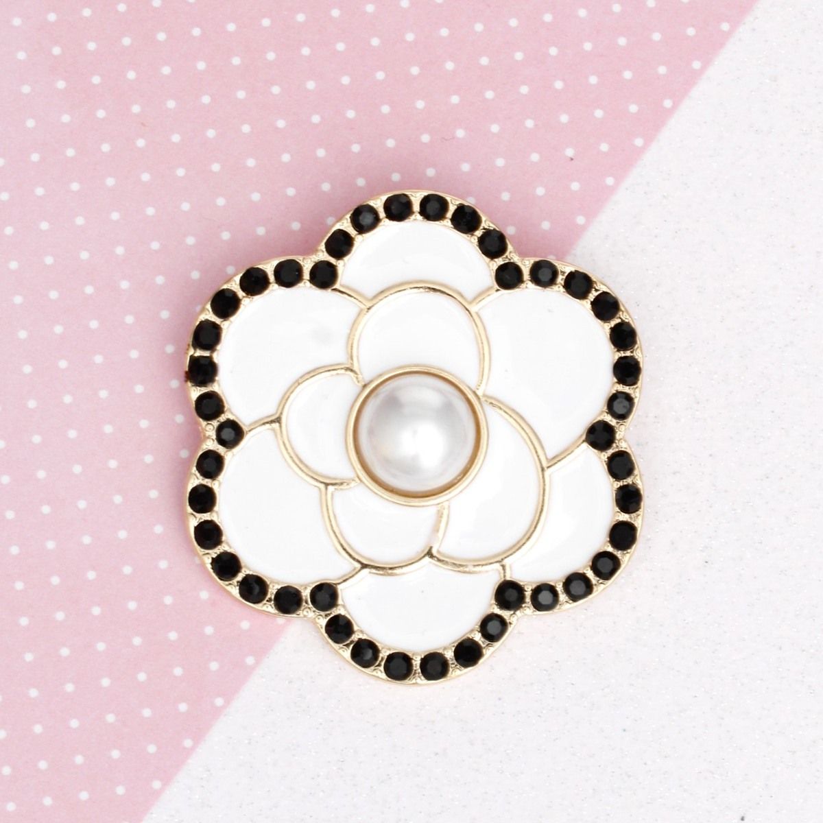 Brooch White Camellia Flower Gold Pin for Women