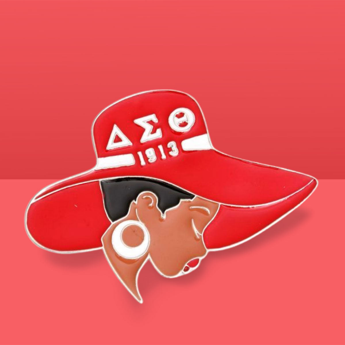 DST Red White Greek Letter Hat Pin