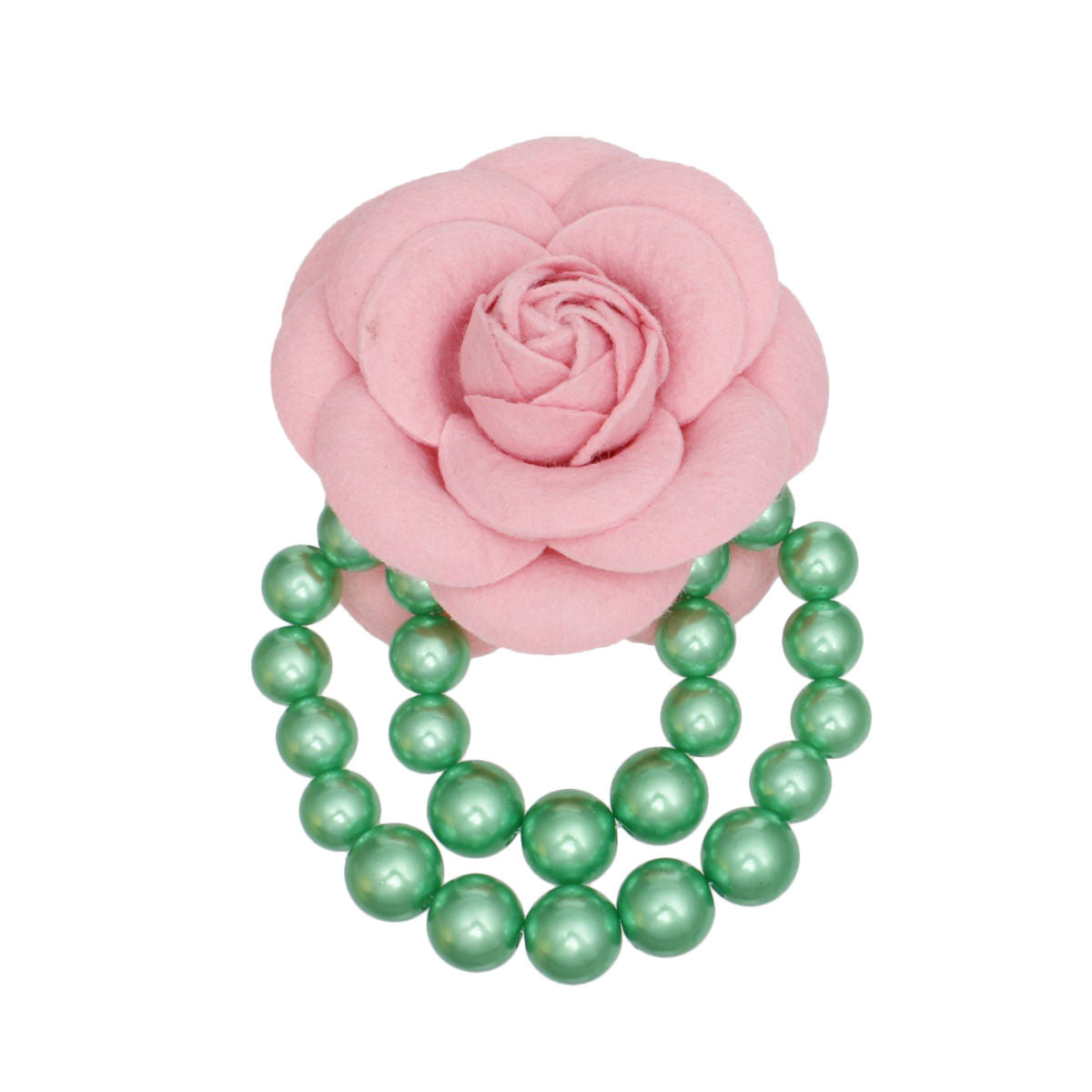 AKA Sorority Pink Flower Draped Pearls Brooch