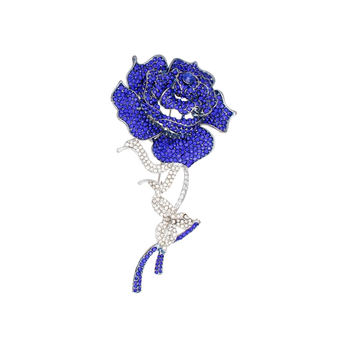 ZPB Sisterhood Sparkle Blue Rose Blooming Brooch