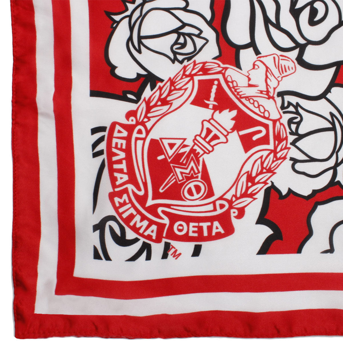 DST Red and White Rose Square Sorority Scarf
