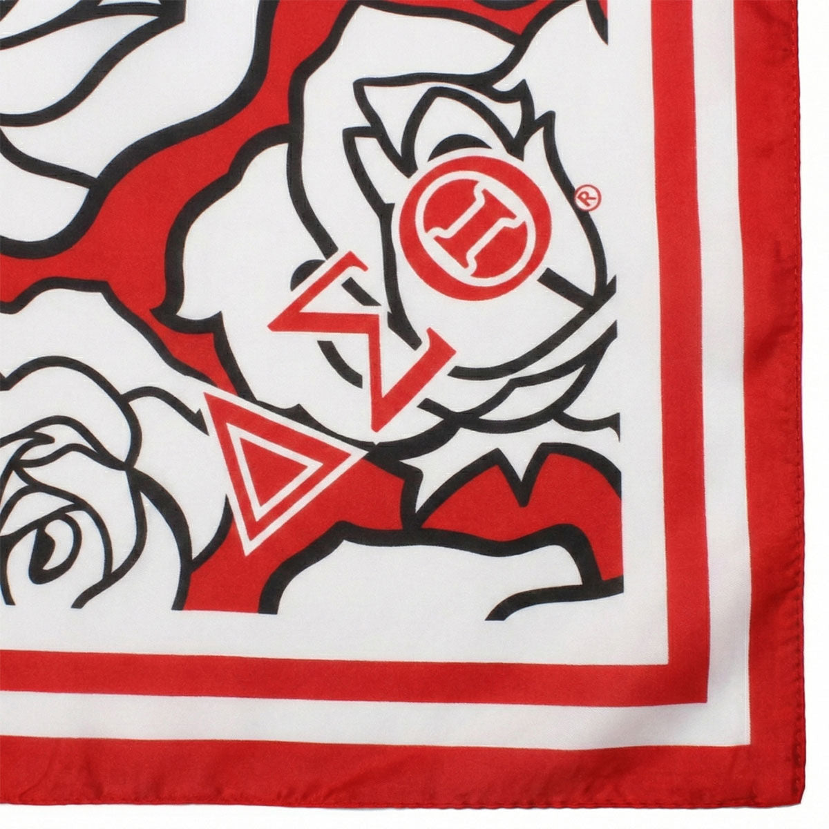 DST Red and White Rose Square Sorority Scarf