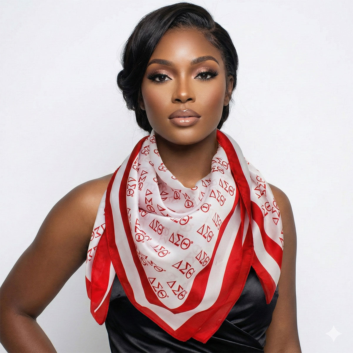 DST Red and White Greek Square Sorority Scarf