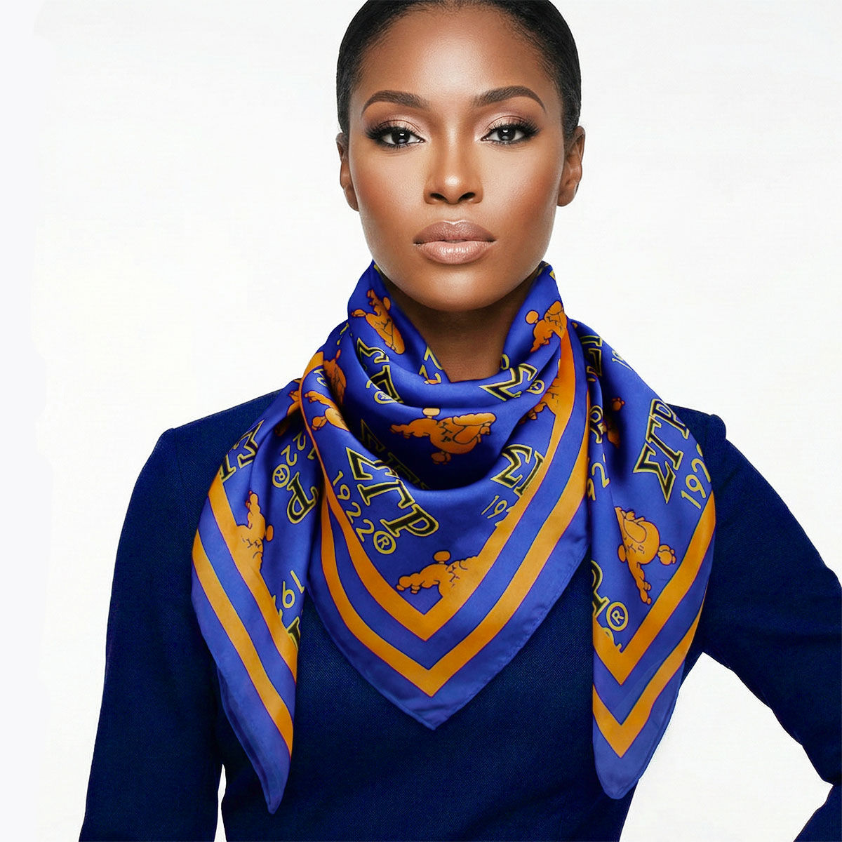 SGRHO Dark Blue and Yellow Poodle Square Scarf