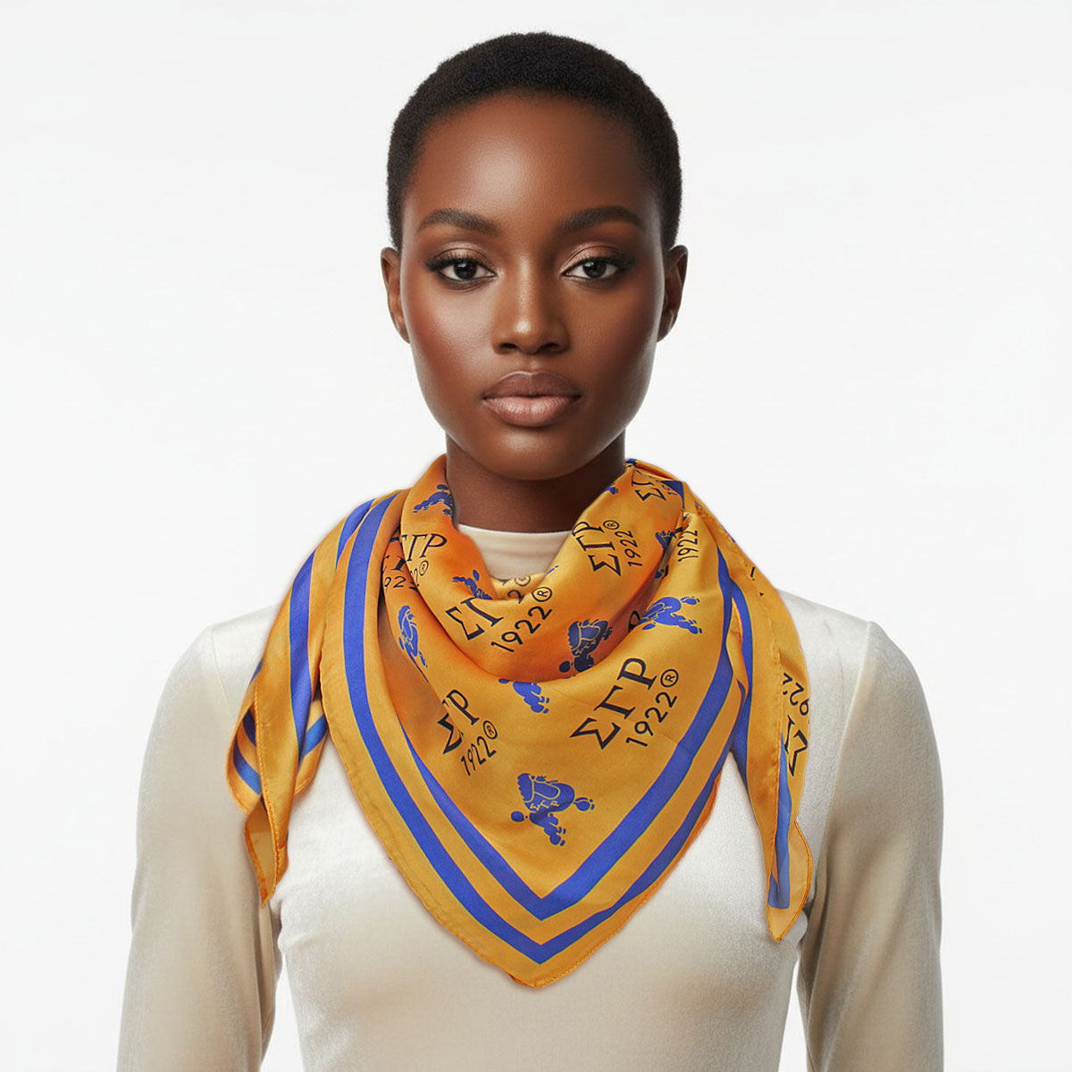 SGRHO Mustard Yellow and Blue Poodle Square Scarf