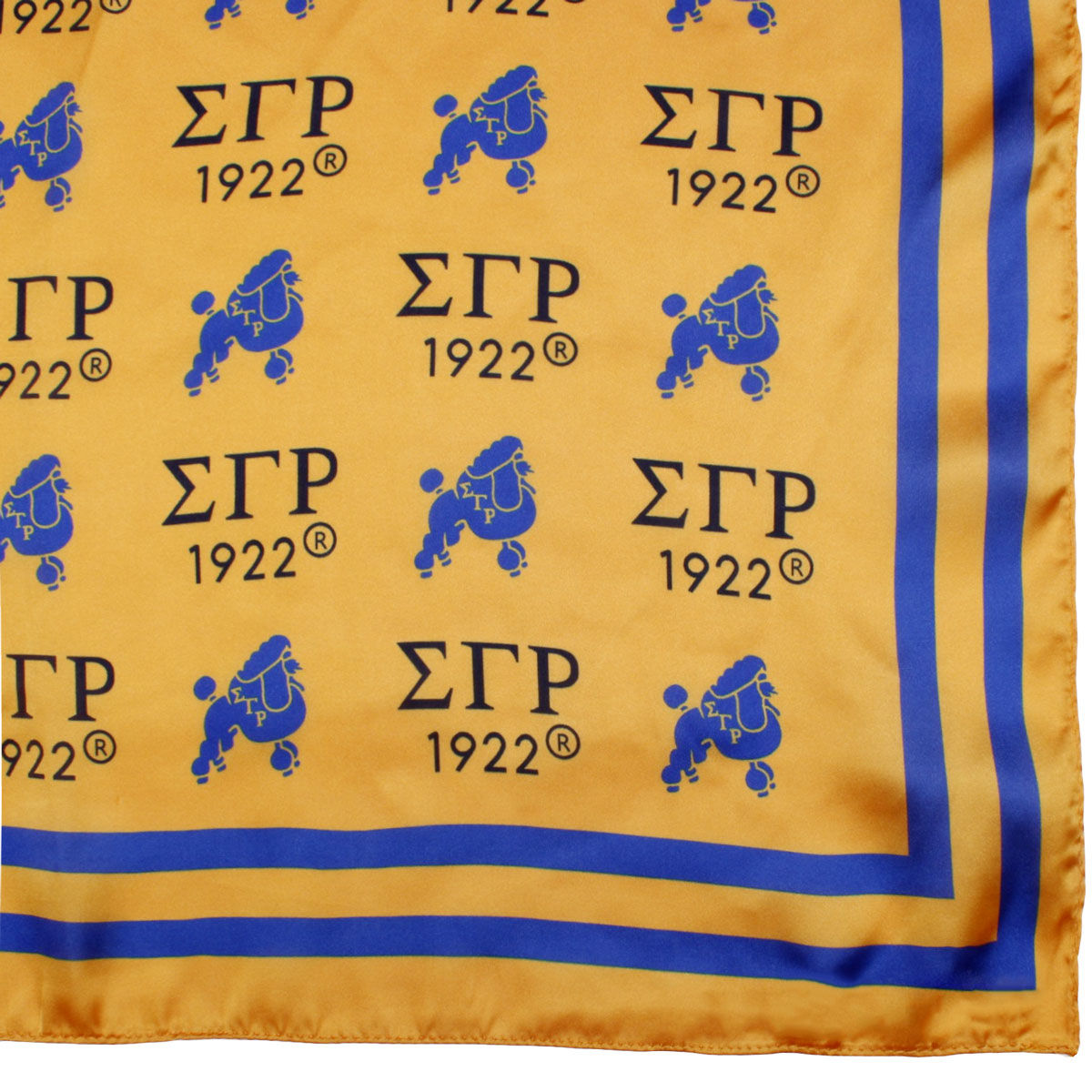 SGRHO Mustard Yellow and Blue Poodle Square Scarf