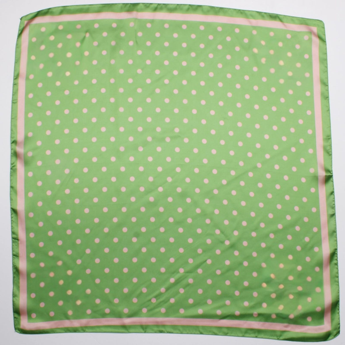 Green and Pink Polka Dot Silky Square Scarf AKA