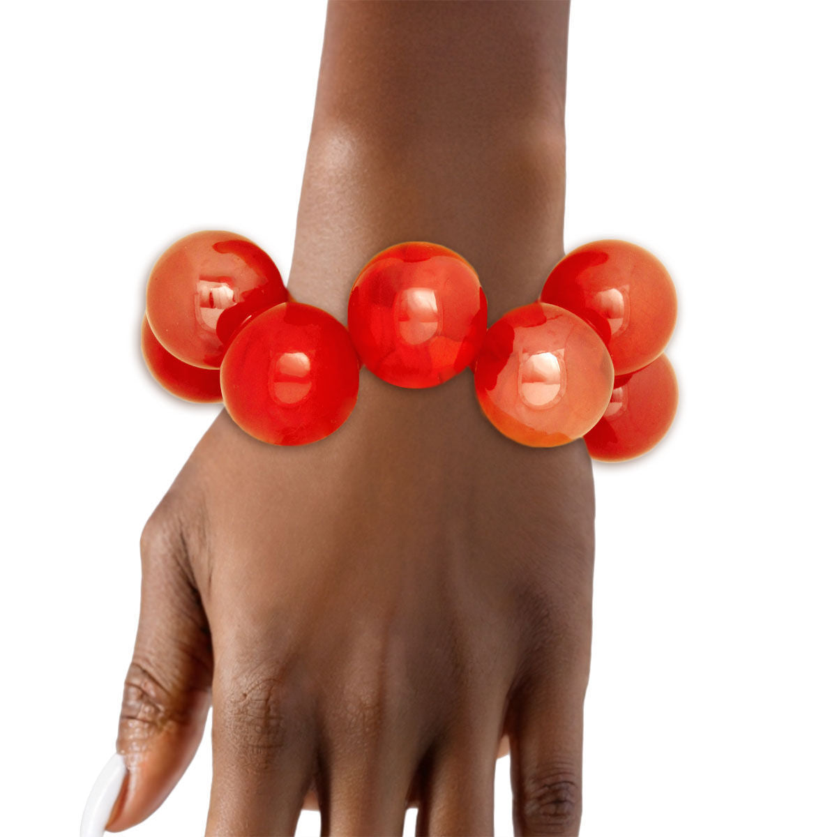 Bracelet Swirled Orange Marble Bubble Ball Bead