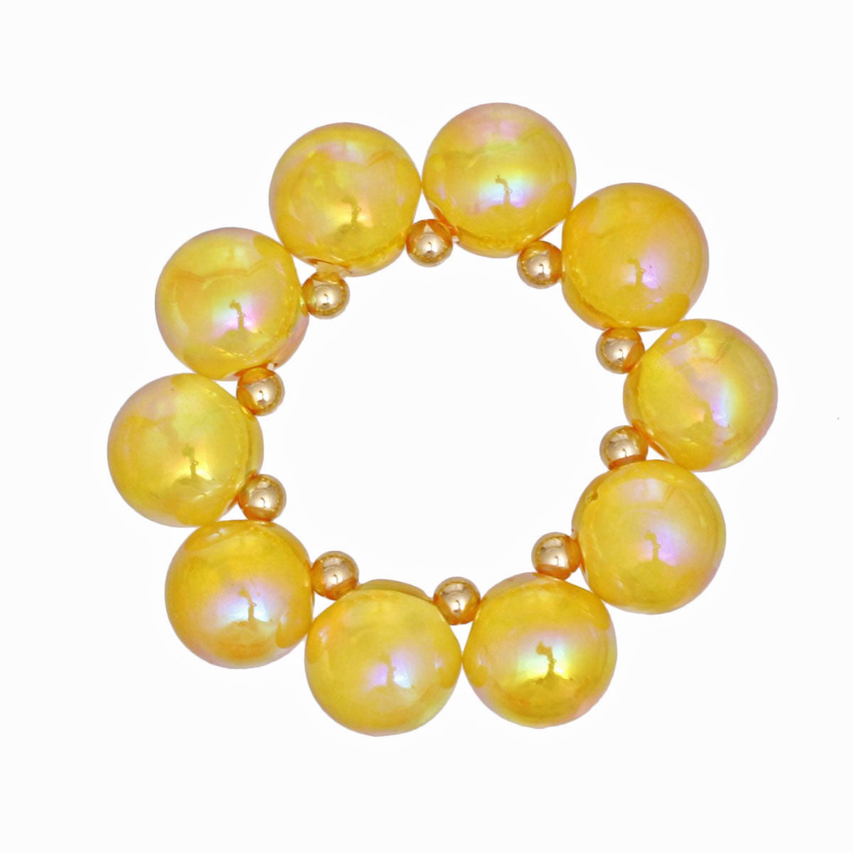Bracelet Yellow Iridescent Bubble Ball Bead