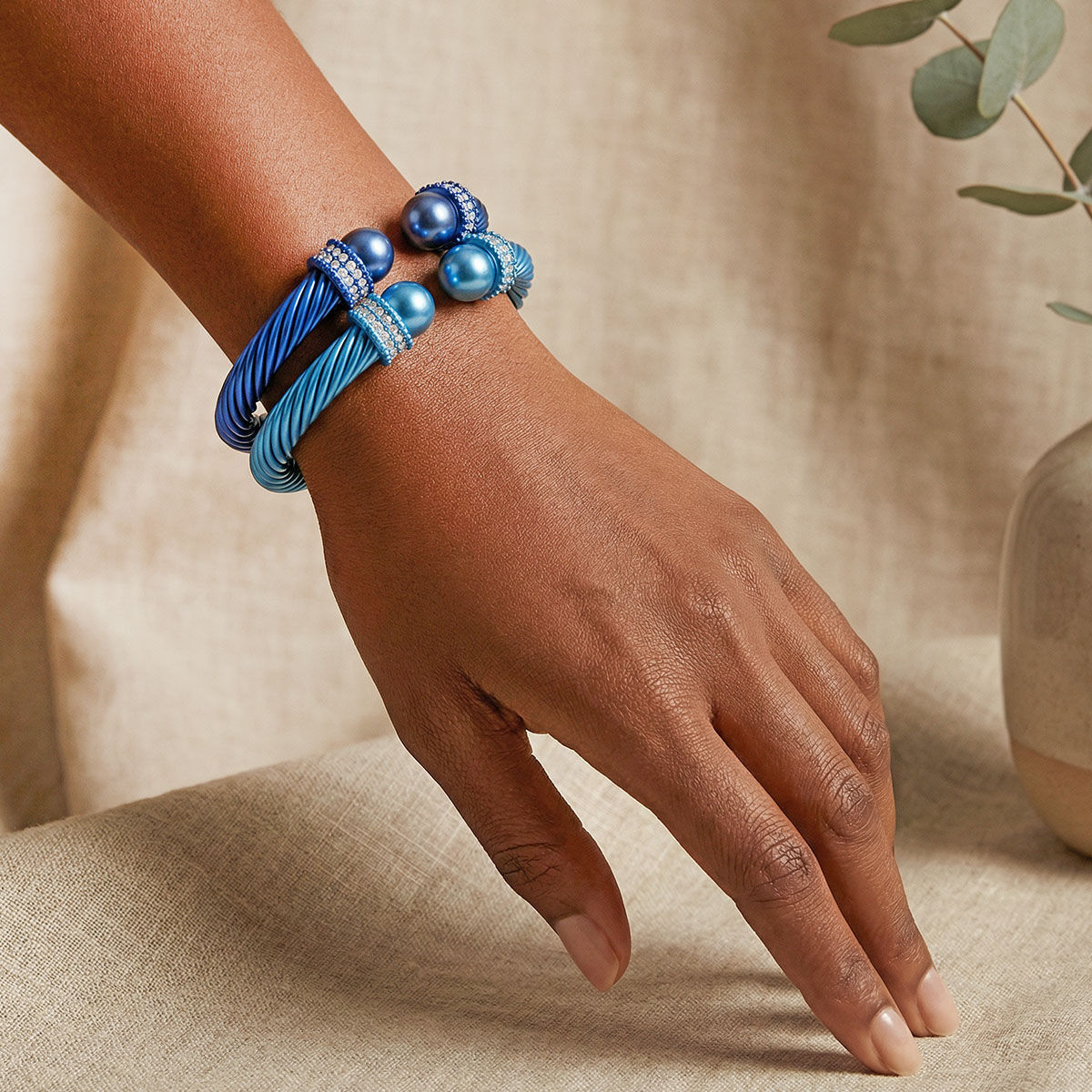 ZPB Zeta Amicae 2 Pcs Blue Thick Cable Bangles