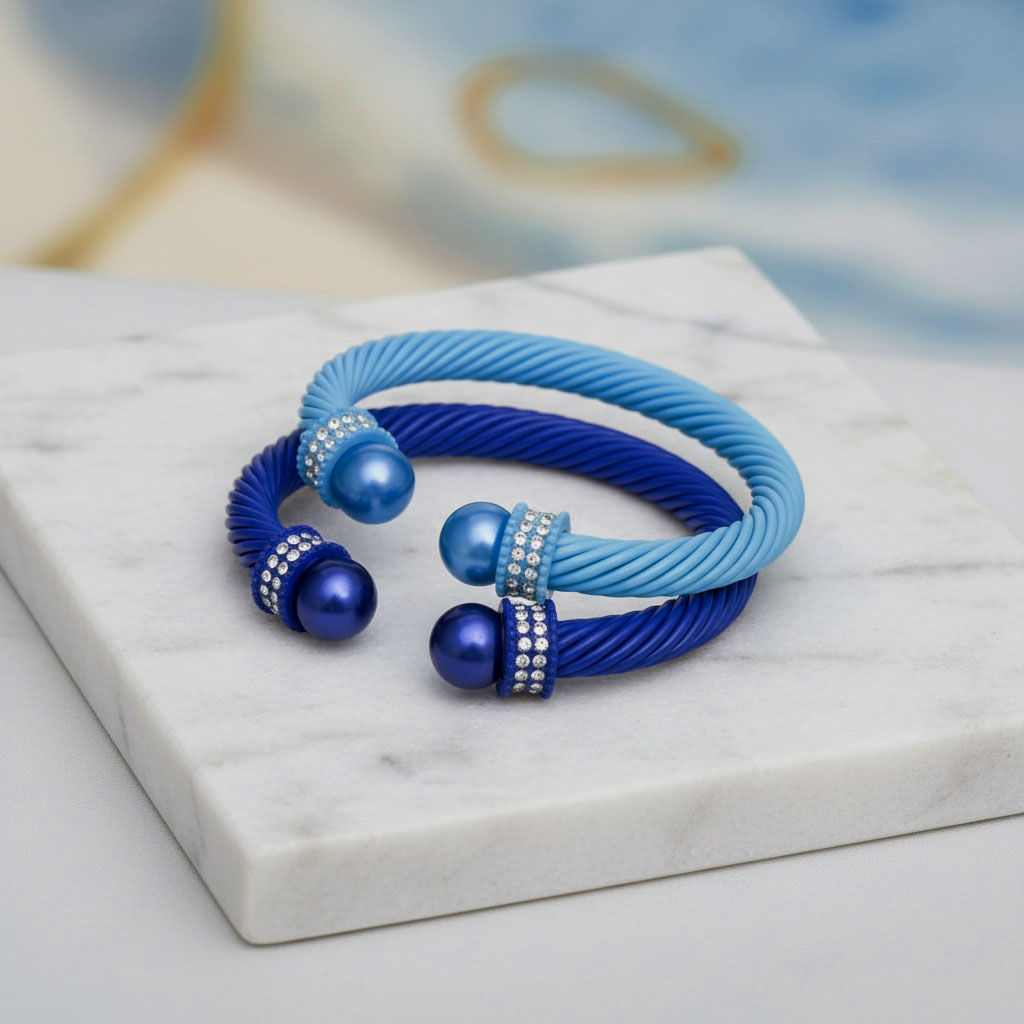 ZPB Zeta Amicae 2 Pcs Blue Thick Cable Bangles