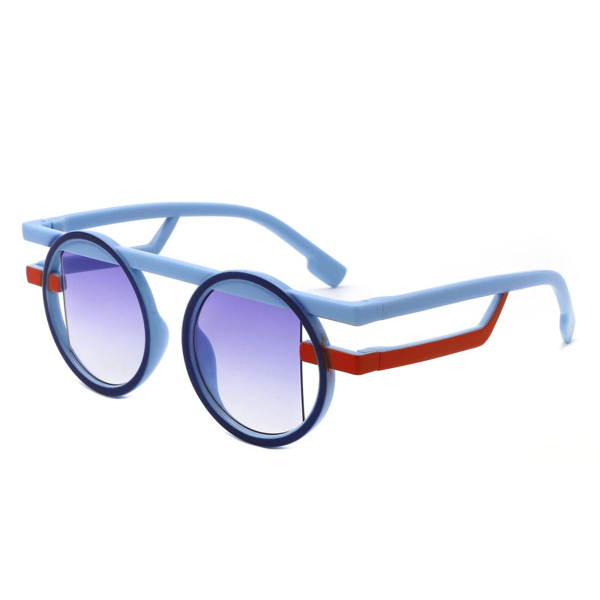 Sunglasses Blue Round Futuristic Double Frame