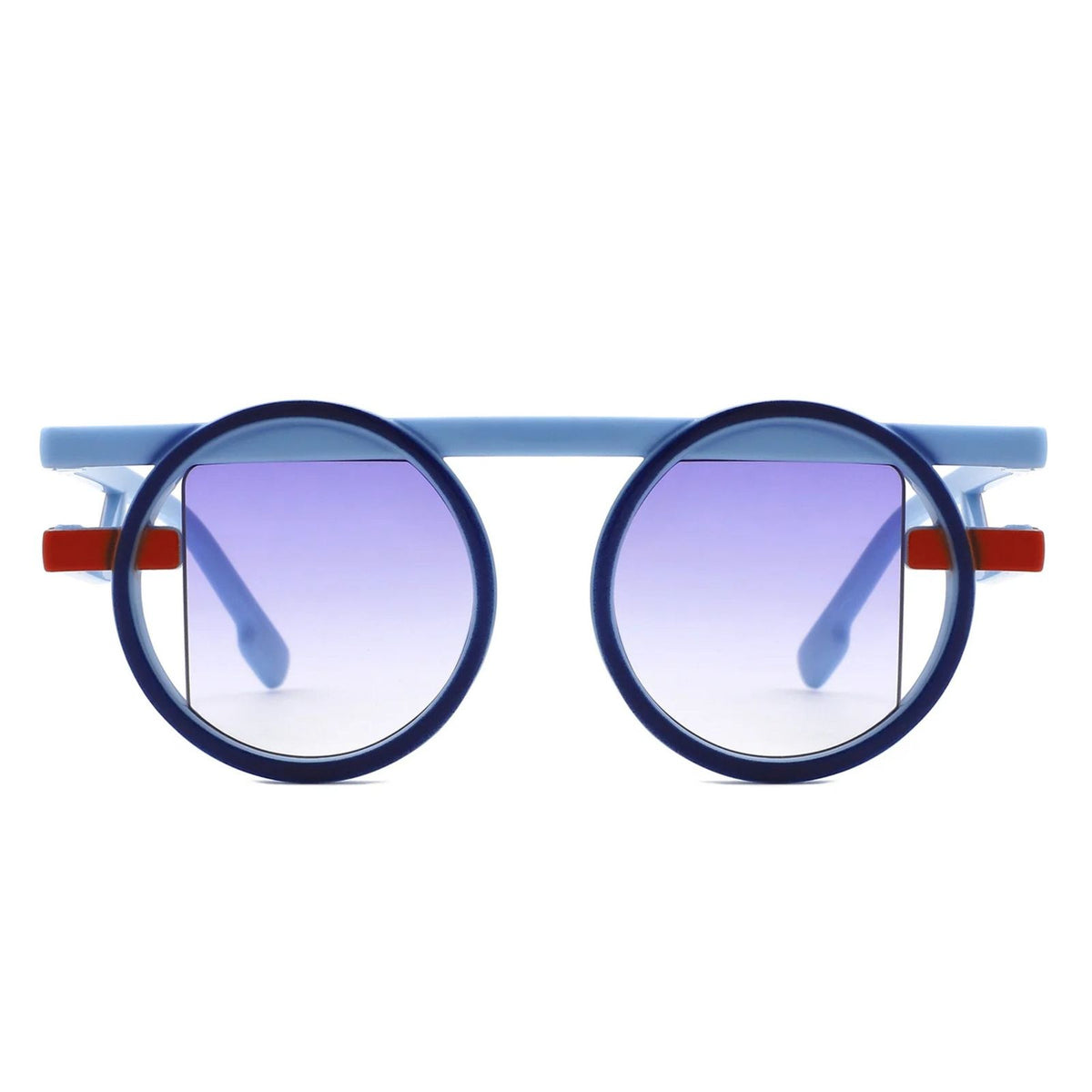 Sunglasses Blue Round Futuristic Double Frame