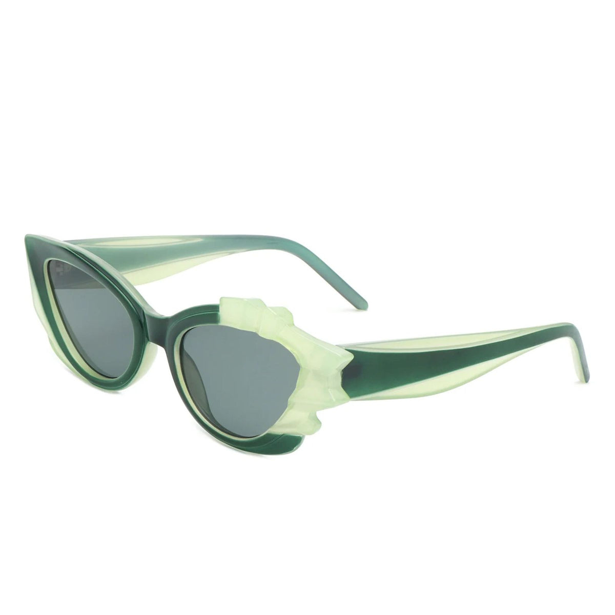 Sunglasses Green Flame Irregular Cat Eye Women