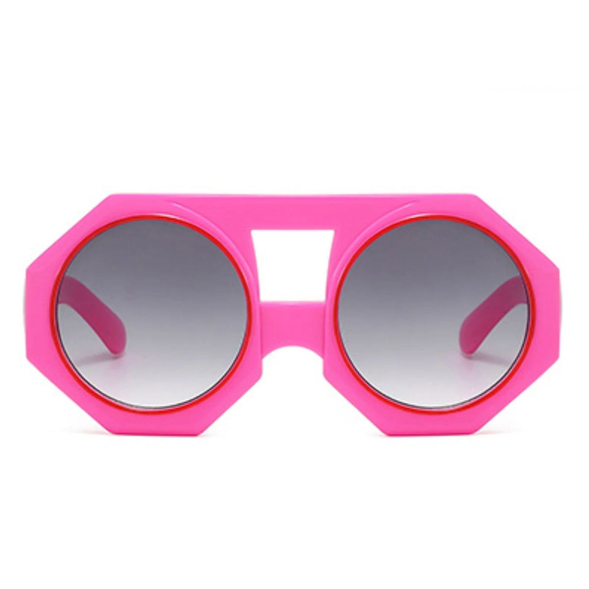 Sunglasses Pink Geometric Chunky Round for Women
