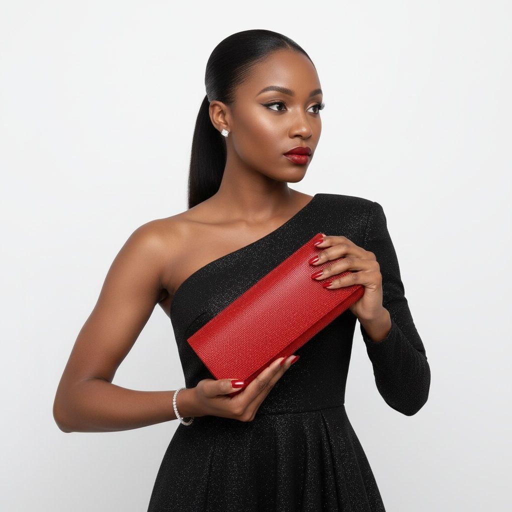 Clutch XLong Red Rhinestone Flap Evening Bag