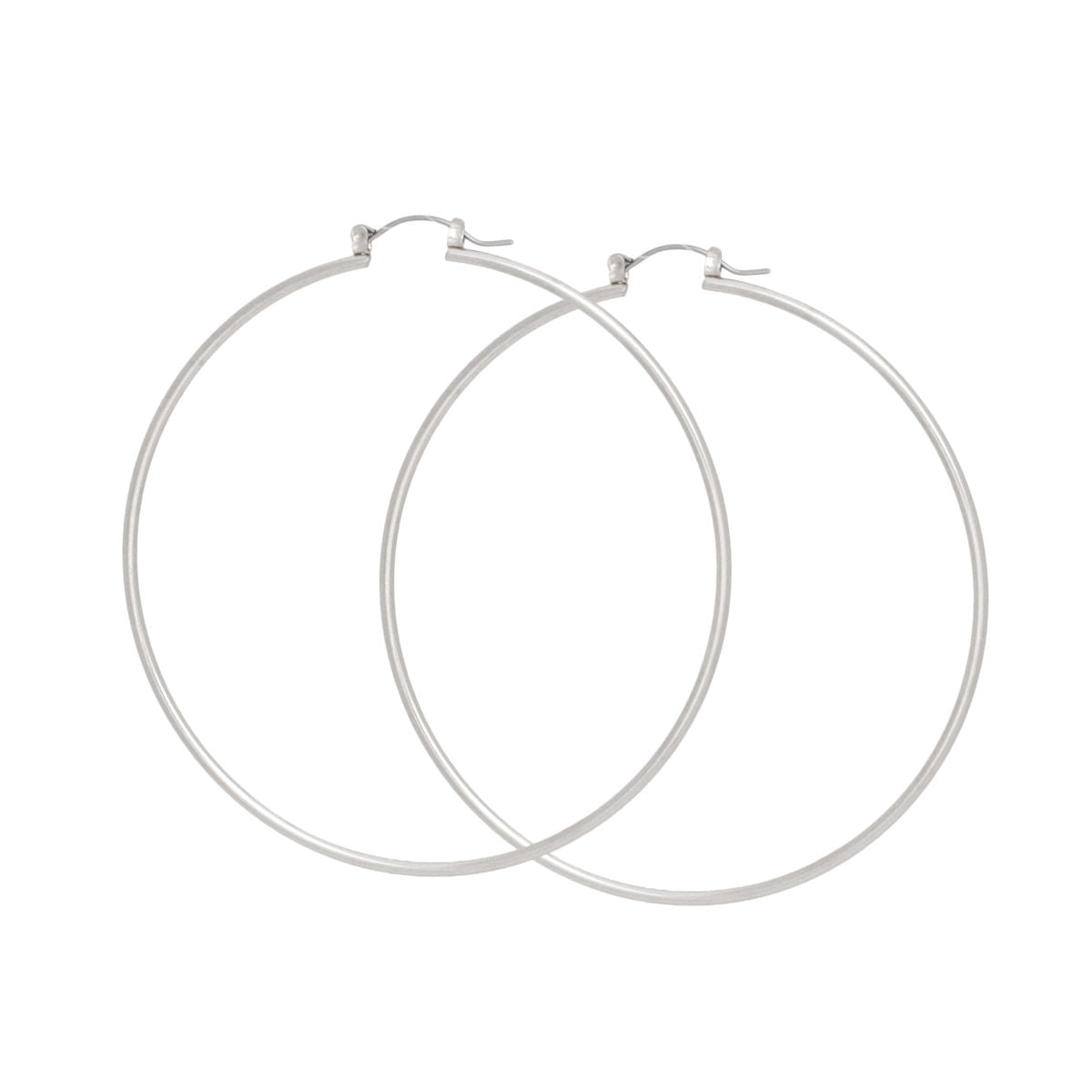 Hoop Classic 3 inch Thin Silver Earrings for Women