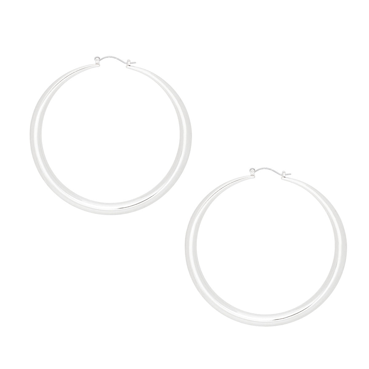 Hoop Sleek Silver Graduated Design Earrings Women