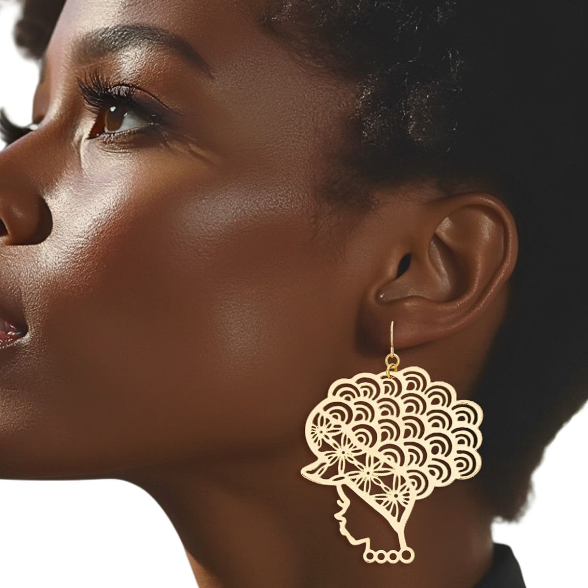 Fish Hook Curly Haired Goddess Filigree Earrings