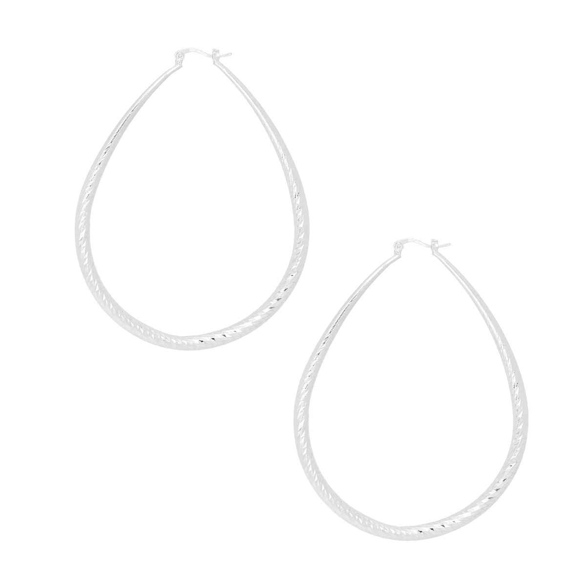 Hoop Etched Silver Teardrop Reinvented Earrings