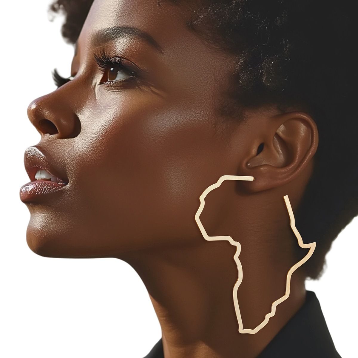 Hoop Modern Gold Africa Outline Earrings for Women