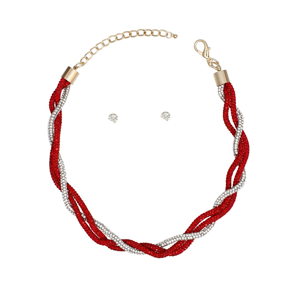 DST Vibrant Red Clear Twisted Tube Necklace