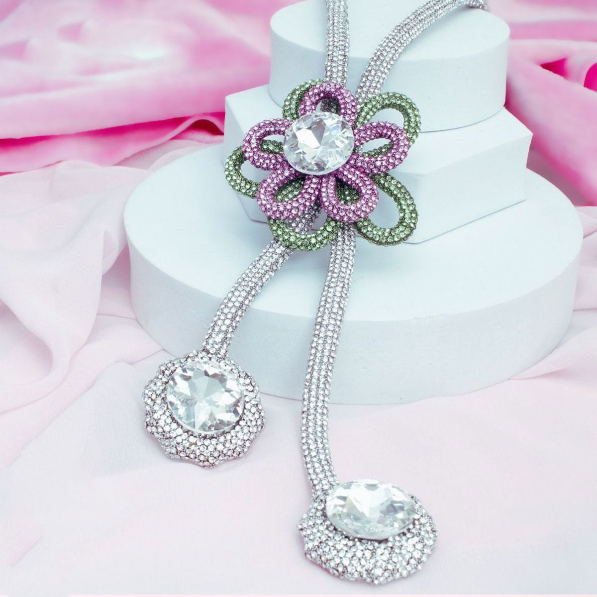 AKA Artisan Sparkling Sorority Flower Y Necklace