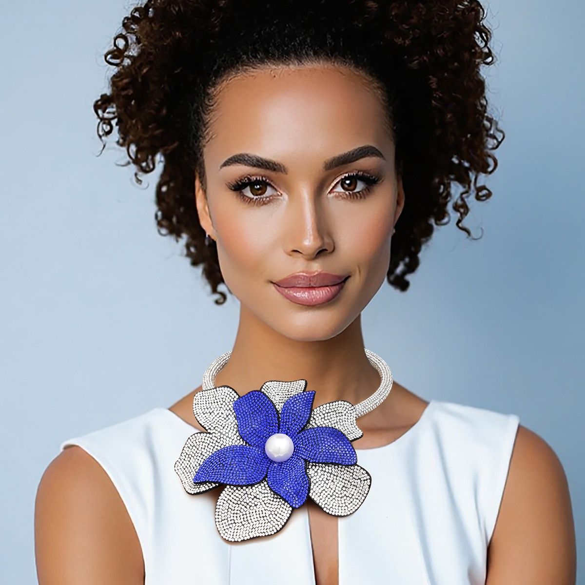 ZPB Handcrafted Brilliance Flower Choker Necklace